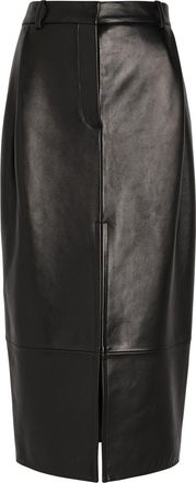 Khaite Anden Leather Midi Skirt - Black - 8 (UK12 / M)