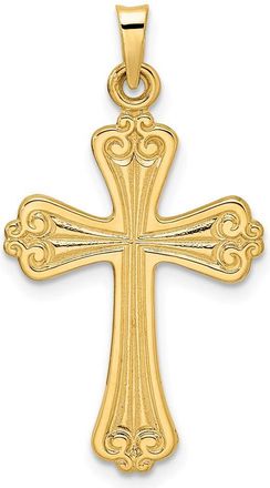 Diamond2Deal 14k Yellow Gold Polished Solid Fancy Design Cross Pendant
