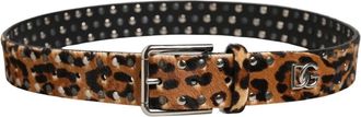 Dolce & Gabbana Leopard Calf Hair Studs Metal Buckle Belt - Dames - Riemen - Bruin - ONE Size - Accessoires