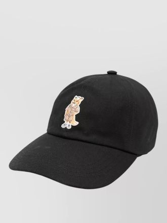 Maison Kitsun&eacute; fox motif curved brim baseball cap