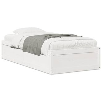 Berkfield Home Bed Frame Frame White 75x190 cm Small Single Solid Wood Pine