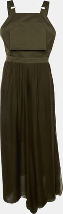 Max Mara Olive Green Cotton & Silk Overlay Jumpsuit