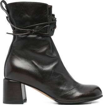 Lorena Paggi 60mm lace-up block-heel boots - women - Leather/Leather/Rubber - 36 - Brown