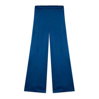 Oltre Broeken, Dames, Blauw, S, Satijn, Straight Broeken