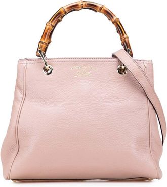Gucci Pre-owned Gucci Small Calfskin Bamboo Shopper Satchel Ladies 336032 520981
