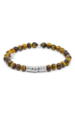 Tateossian Mens Classic Discs Beaded Bracelet in Brown at Nordstrom, Size Large