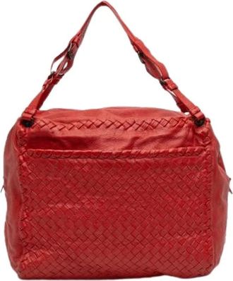 Bottega Veneta Pre-owned Shoulder Bags, female, Red, Size: ONE SIZE Pre-owned Leather Shoulder Bag