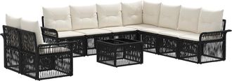 vidaXL Conjunto De Sof&aacute;s De Jard&iacute;n 10 Uds. Negro Rat&aacute;n Sint&eacute;tico Vidaxl