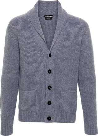 Tom Ford shawl-collar ribbed cardigan - men - Silk/Cashmere - 56 - Grey