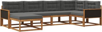 vidaXL Conjunto De Sof&aacute;s De Exterior 6 Uds. Natural Y Antracita Vidaxl