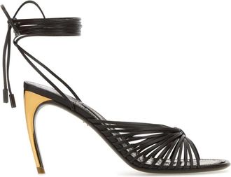 Ferragamo Tacco Oro Sandalo - Dames - Sandalen met hakken - Bruin - 35 1/2 EU - Schoenen