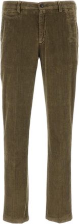BRIGLIA 1949 Green Cotton Corduroy Slim Straight-Leg Pants