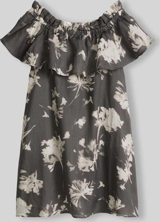 Marc O'Polo Knielanges Freizeitkleid mit Volants in Mittelgrau, Gr&ouml;&szlig;e 40