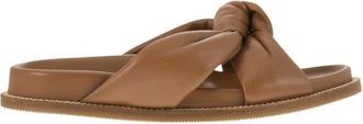 Fabiana Filippi Knotted Leather Slides - Dames - Sandalen - Bruin - 38 EU - Leer - Schoenen