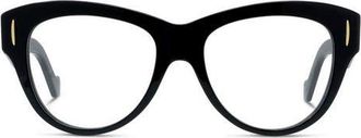 Loewe Anagram 52mm Round Optical Glasses in Shiny Black at Nordstrom