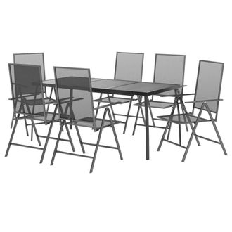 Berkfield Home Beautiful 7 Piece Garden Dining Set Anthracite Steel in Dark Grey