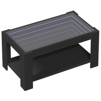 Berkfield Home Decorative Coffee Table with LED Black 93x53x45 cm Engineered Wood | Size: 93 x 53 x 45 cm