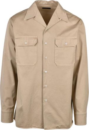 Prada Jassen, Heren, Beige, M, Katoen, Camicia Dritta Over