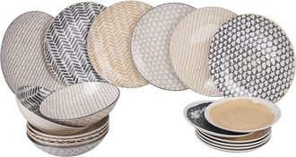 Villa D'Este Home Tivoli Juego de platos de 18 piezas en porcelana, 6 puestos de mesa diferentes, Soho