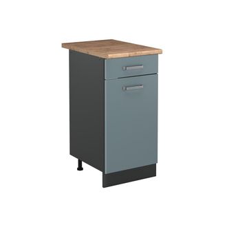 Vicco Mueble Bajo De Cocina R-line, Gris Azulado/antracita, 40 Cm Encimera Roble Dorado, Vicco