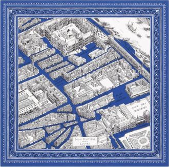 Inou&iuml; Editions Womens Louvre Square 65 Scarf In Blue