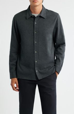 Vince Pinstripe Jacquard Button-Up Shirt in Charcoal at Nordstrom, Size Xx-Large