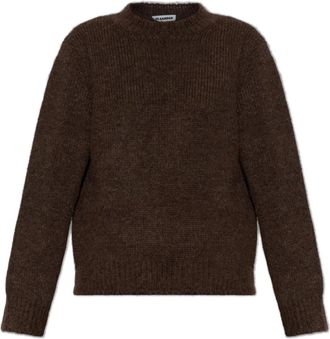 Jil Sander Wollen trui met ronde hals - Dames - Ronde hals truien - Bruin - XL - Wol - Truien & Vesten