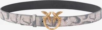 Pinko Womens Leather Belt Animal Print Multicolour