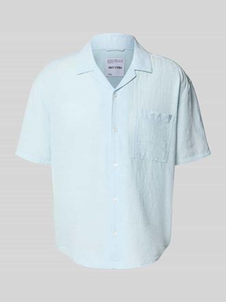 Only & Sons Relaxed Fit Freizeithemd aus Baumwoll-Leinen-Mix Modell CAIDEN in Hellblau, Gr&ouml;&szlig;e XXL