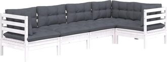 vidaXL Vidaxl - Muebles De Jard&iacute;n 5 Pzas Con Cojines Blanco Madera De Pino