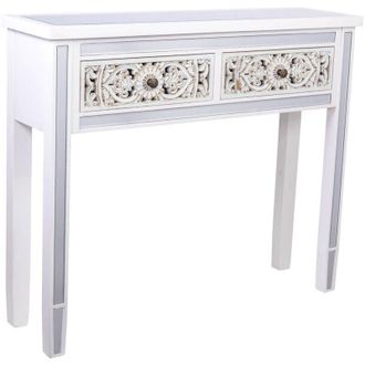 Wanderlust Deco Wanderlust Deco - Recibidor De Madera Y Cristal De 2 Cajones 95x26x80