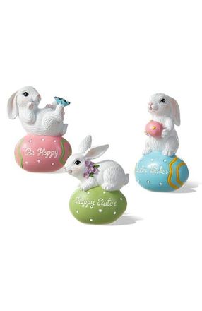 Glitzhome Set of 3 Easter Resin Bunny Table Decor in White at Nordstrom, Size Medium