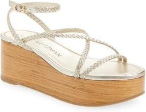 Stuart Weitzman Wovette Wedge Sandal in Light Gold/Sand at Nordstrom Rack, Size 10.5