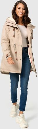 Navahoo Ireliaa Dames Parka - Windafstotende winterjas met teddyvoering en capuchon - Beige