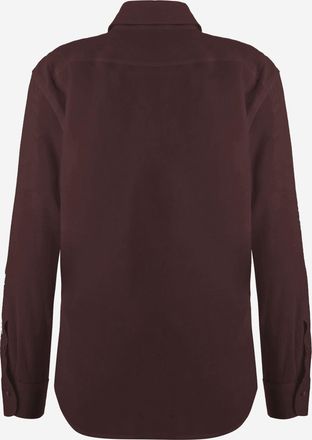 Her Shirt Womens Silk Stretch Shirt Brown