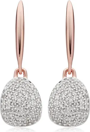 Monica Vinader Rose Gold Nura Small Pebble Drop Earrings Diamond