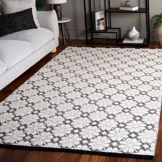 Safavieh Vermont Hand Made Area Rug, Ivory / Black Traditional Style
