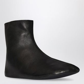 The Row Stella Ankle Boots Black In Leather And Shearling
