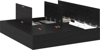 vidaXL Estructura de cama Roble negro 200 x 200 x 31.5 cm Vidaxl