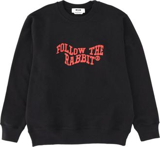 Msgm Black Crew Neck Sweatshirt