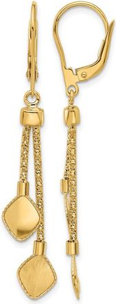Diamond2Deal 14K Yellow Gold Polished and Brushed Drop Dangle Earrings