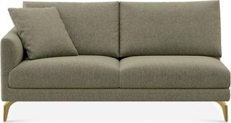 Castlery Lena Left Arm 2 Seater Sofa Customized, Performance Classic Twill Moss, Brass Legs, Spill Resistant, Removable Covers for Castlery