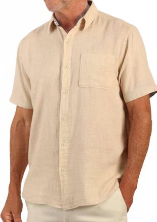 True Grit Linen Mini Checks Short Sleeve In Orange