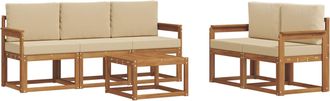 vidaXL Conjunto De Sof&aacute;s De Exterior 6 Uds. Natural Y Beige Vidaxl