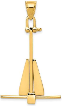 Diamond2Deal 10k Yellow Gold 3D Moveable Anchor Pendant