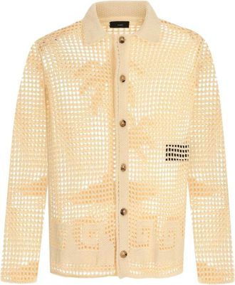 Alanui Where The Wave Begins Cardigan - Heren - Vesten - Beige - L - Katoen - Truien & Vesten