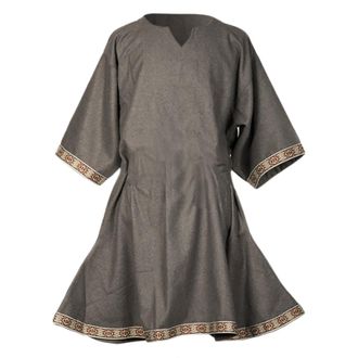 Generic Mens Medieval Tunic Knight Shirt Skirt Robe Cosplay Costume Halloween Party Medieval Costume Viking Renaissance Stand-Up Collar Shirt Grey