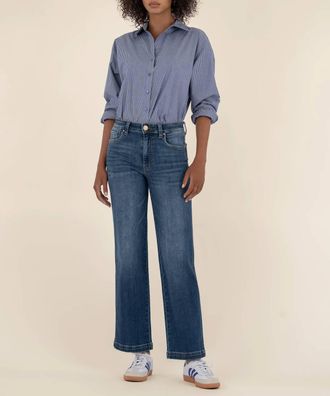 Kut from the Kloth Pattie High Rise Straight Leg Jeans In Razor Medium Base Wash