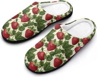 Generic Strawberry Fruit Mens Slippers Comfortable And Non-slip Cotton Slipper Shoe for House