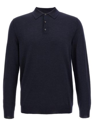 Zanone Blue Wool Polo Shirt